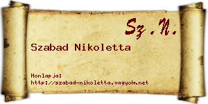 Szabad Nikoletta névjegykártya